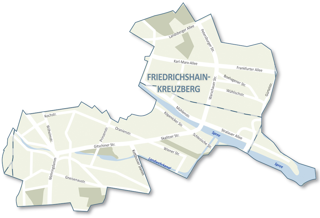 Karte  Friedrichshain-Kreuzberg
